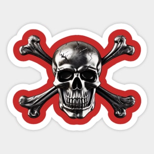 Silver Skull and Crossbones Sticker